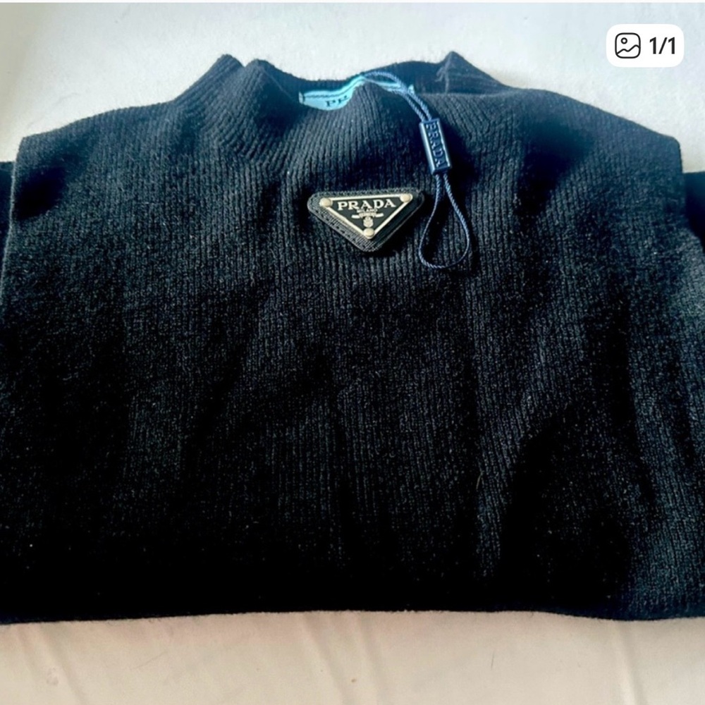 Prada womens Black Crewneck Sweater